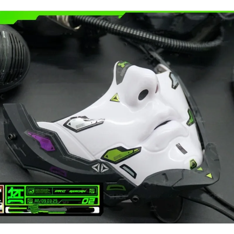 Cyberpunk Half Face Mechanical Mask – Red | Cosplay & Halloween Costume Prop