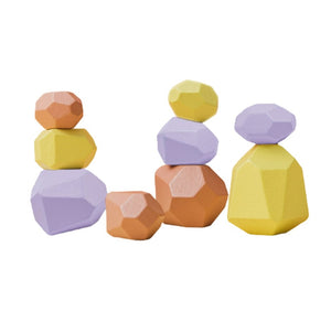 Rainbow Harmony Stacker: Montessori Wooden Building Blocks