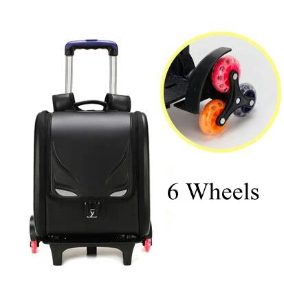 Kids School Backpack on Wheels: Orthopedic Wheeled Backpack, PU Trolley Bag for Children