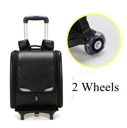 Kids School Backpack on Wheels: Orthopedic Wheeled Backpack, PU Trolley Bag for Children