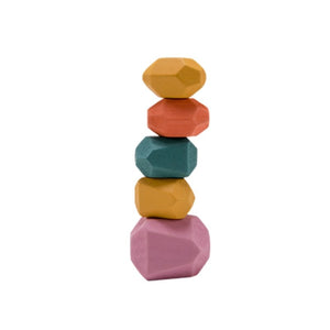 Rainbow Harmony Stacker: Montessori Wooden Building Blocks