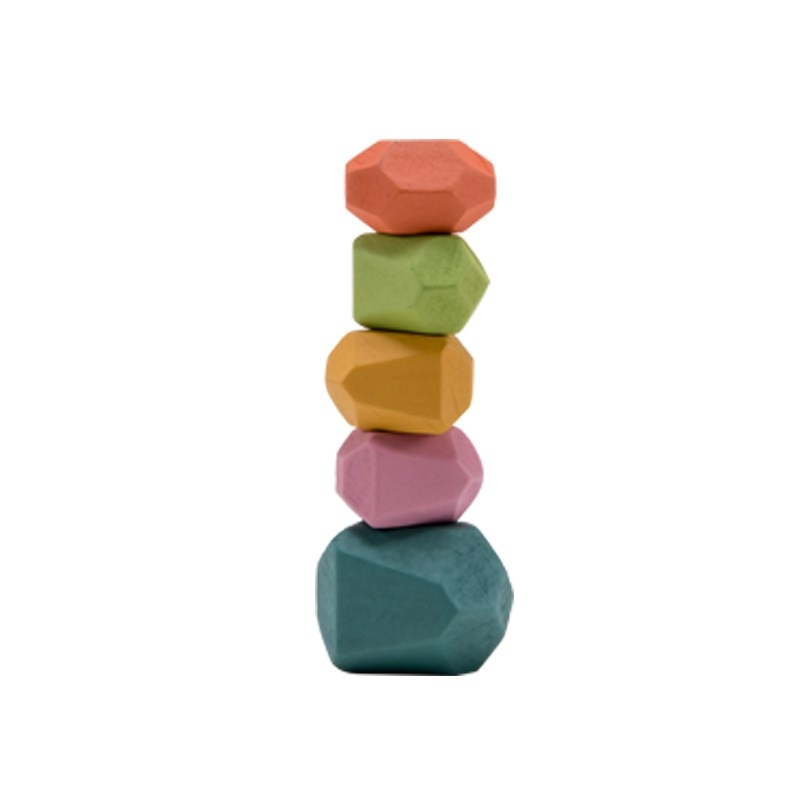 Rainbow Harmony Stacker: Montessori Wooden Building Blocks