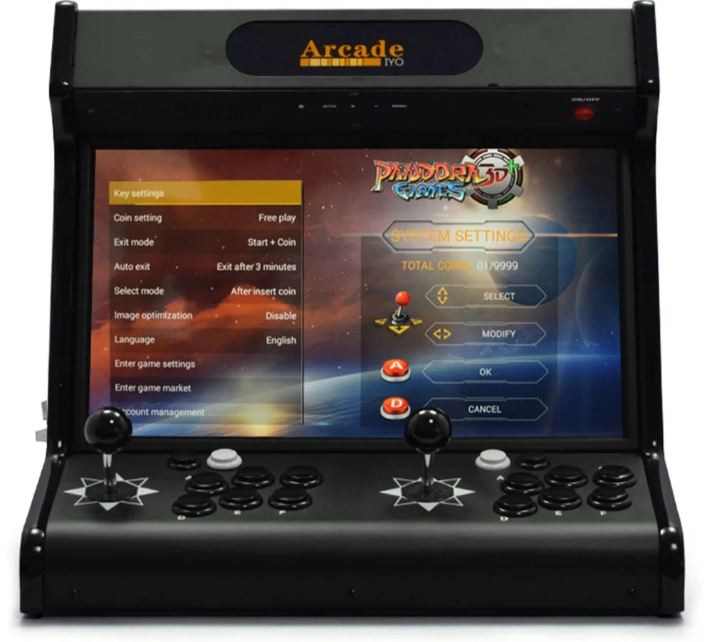 Pandora Arcade X: 3D WiFi 10000 Games 18.5" Arcade Cabinet Machine, 2 Players Joystick Button with Coin Slot