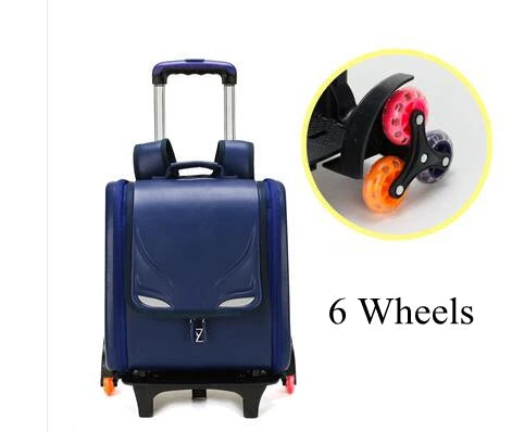 Kids School Backpack on Wheels: Orthopedic Wheeled Backpack, PU Trolley Bag for Children