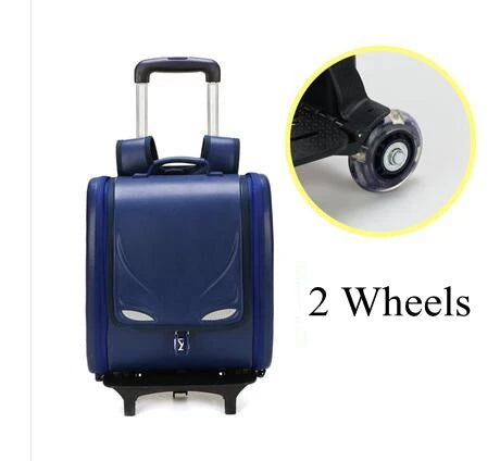 Kids School Backpack on Wheels: Orthopedic Wheeled Backpack, PU Trolley Bag for Children