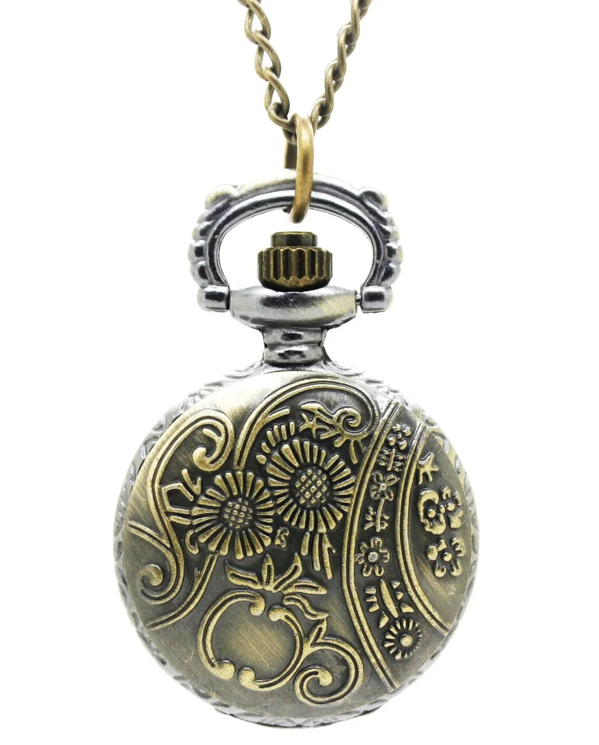 Vintage Antique Cameo Embossed Heart Moon Girl Flip Pocket Watch Pendant Necklaces