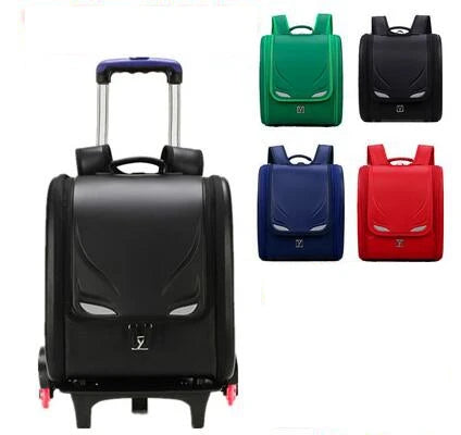 Kids School Backpack on Wheels: Orthopedic Wheeled Backpack, PU Trolley Bag for Children