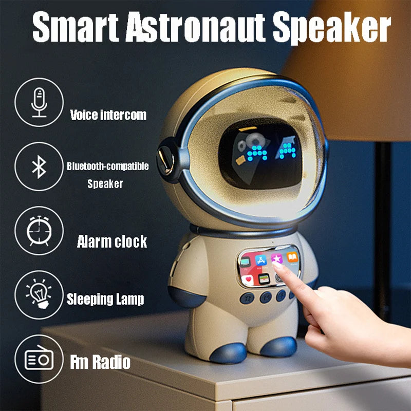 AstroSound Clock: Intelligent Astronaut Bluetooth 3D Speaker, Creative Digital Smart Alarm Clock with FM Radio, Electronic Sleeping Night Light Table Clock
