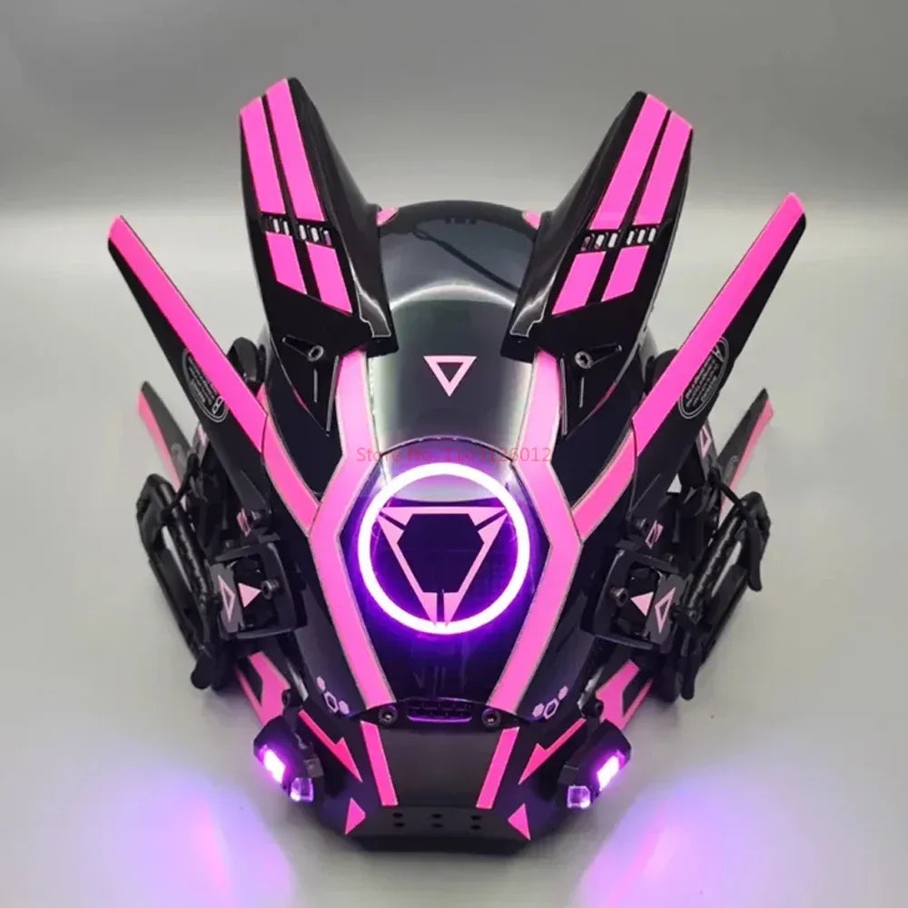 Cyberpunk Helmet Shinobi Mask: Robot Samurai Armor with LED Light