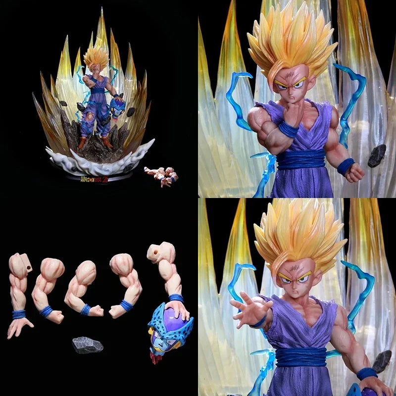 42cm Anime Dragon Ball Figure Super Saiyan Son Gohan PVC Action Figure with Light Effect Collection