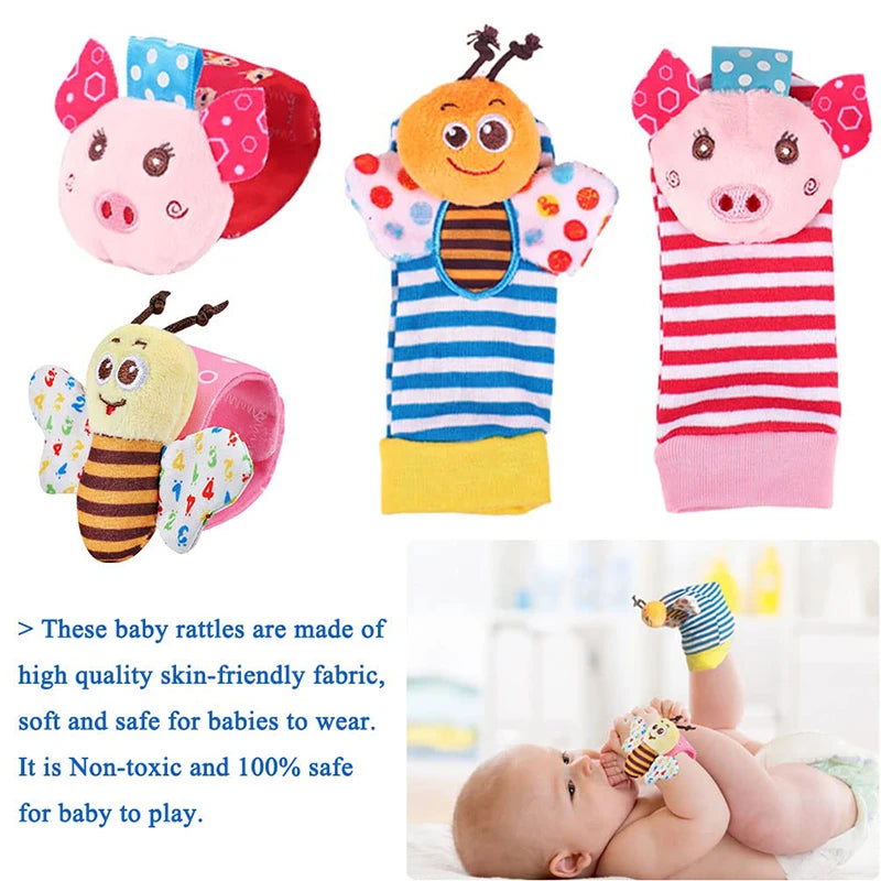 RattleTots: 4-Piece Baby Rattle Socks Toys, Wrist & Foot Rattle Socks for Babies 0-12 Months