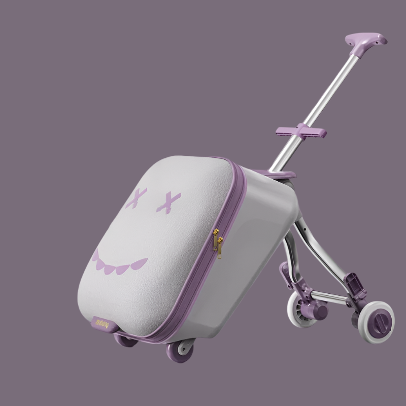 TravelTrek: Foldable Ride-On Trolley Luggage with Brake Wheels for Kids