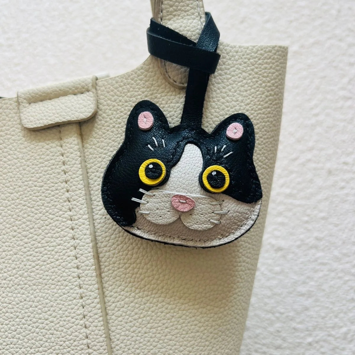 Handmade Leather Hello Kitty Sheep Pendant