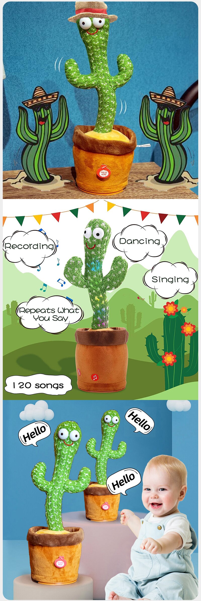 Cactus Dancing Plush Toy – Fun &amp; Funky Interactive Musical Toy for Kids