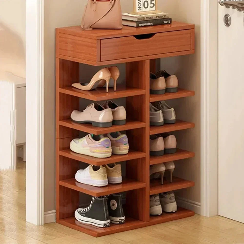 Multilayer Shoe Cabinet with Top Drawer Organizer: Space-Saving Home Furniture