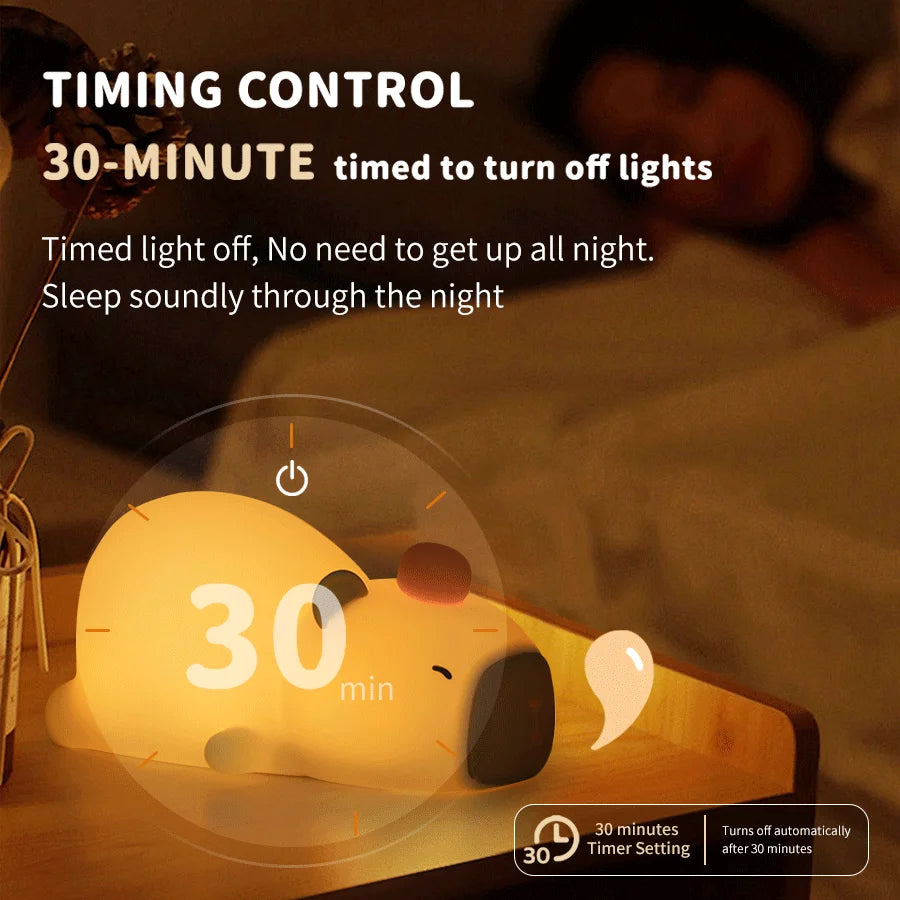 Cute Cartoon Capybara Silicone Night Light