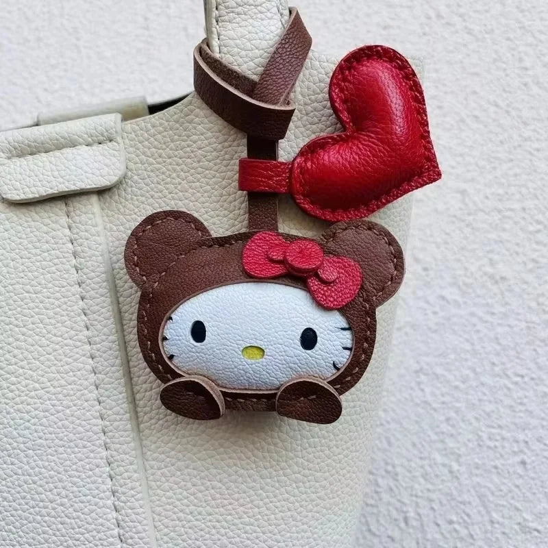 Handmade Leather Hello Kitty Sheep Pendant