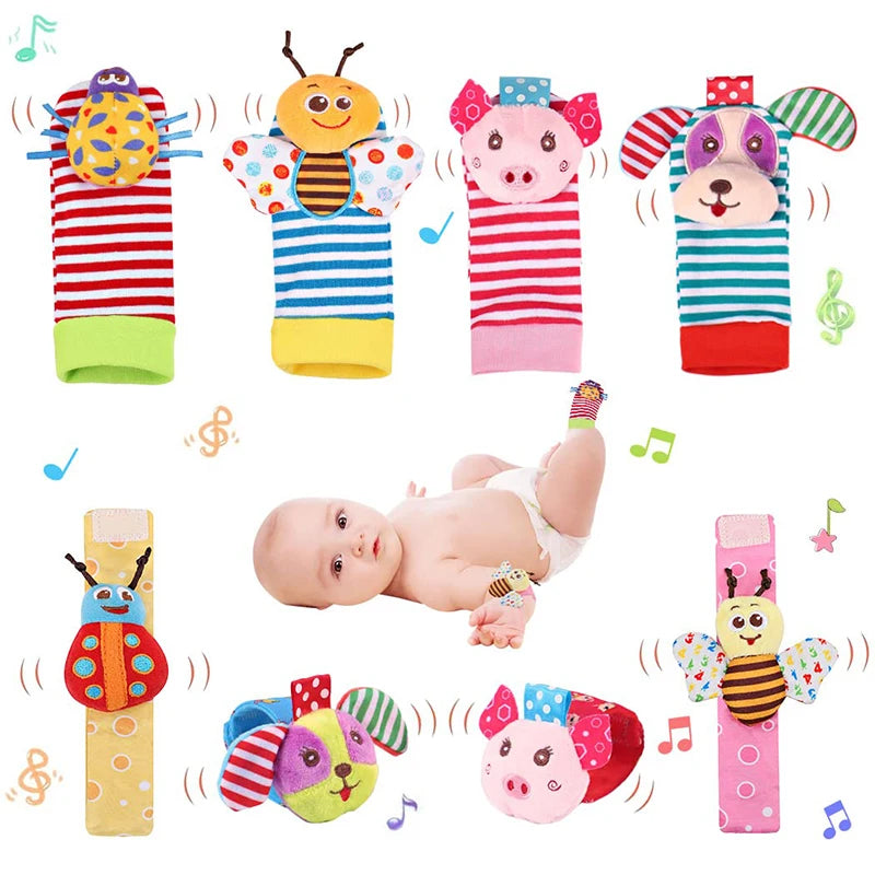 RattleTots: 4-Piece Baby Rattle Socks Toys, Wrist & Foot Rattle Socks for Babies 0-12 Months