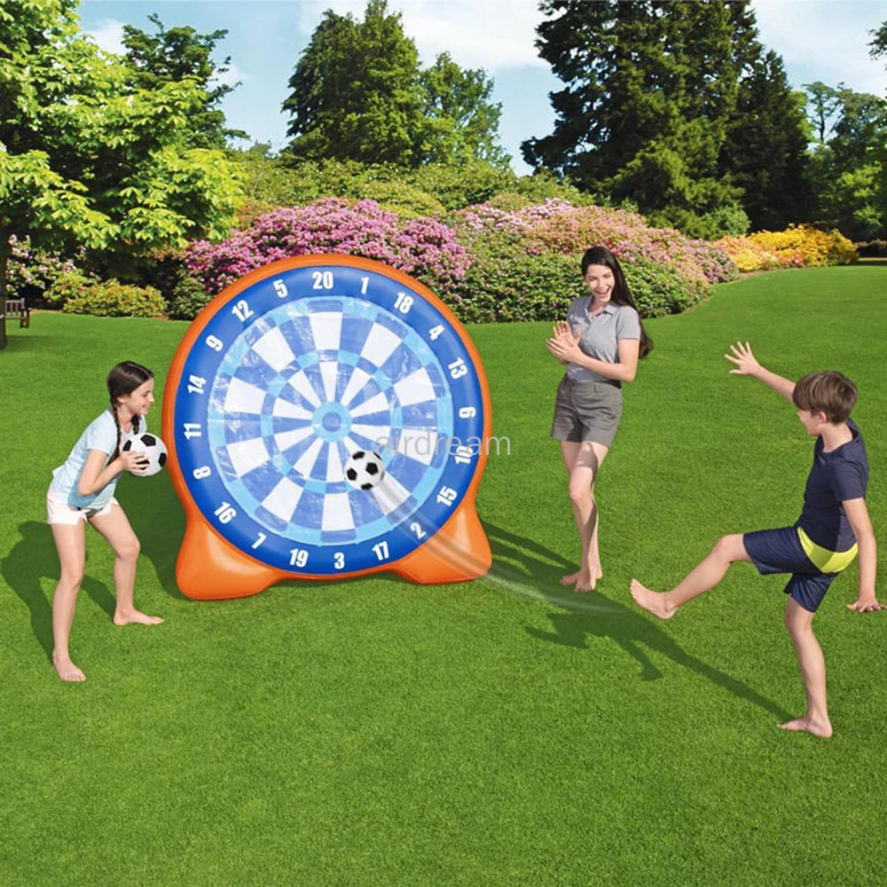 Outdoor Inflatable Dart Board Soccer Game - Full PVC Football Shooting Dart Board with Balls for Kids’ Sports Fun