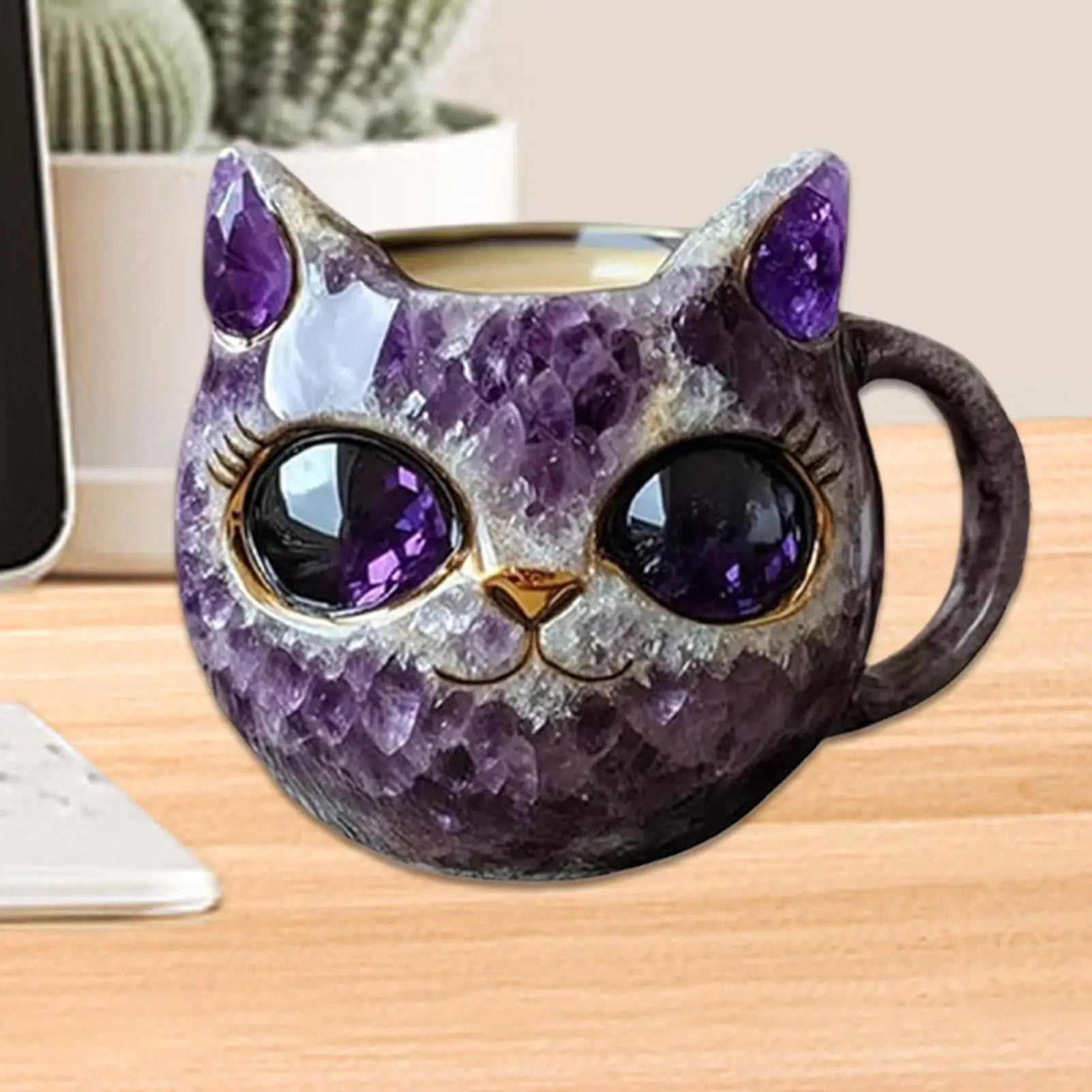 Cat Mineral Crystal Coffee Handmade Mugs