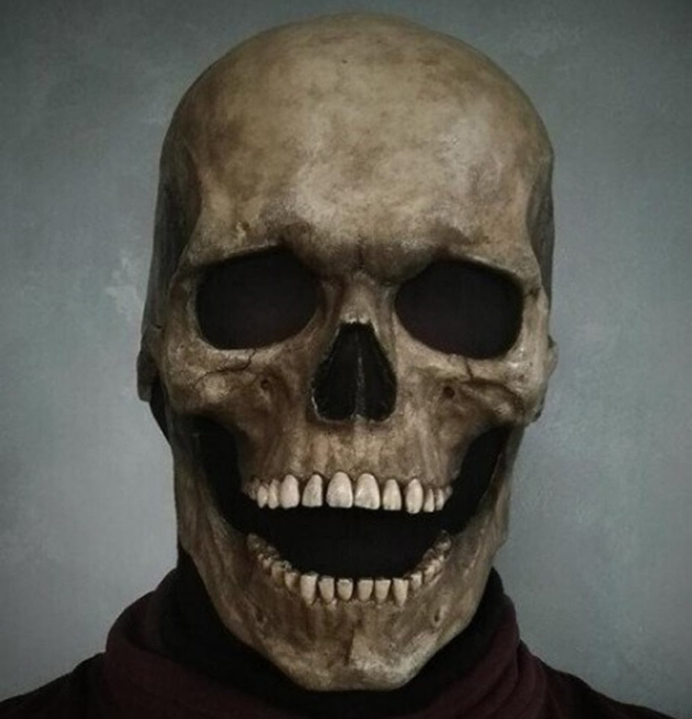 Halloween Movable Jaw Realistic Full Head Skull Mask