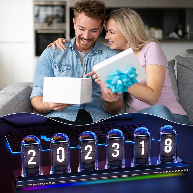 RGB Nixie Tube Clock with IPS Color Screen – DIY Analog Digital Glow Tube Clock
