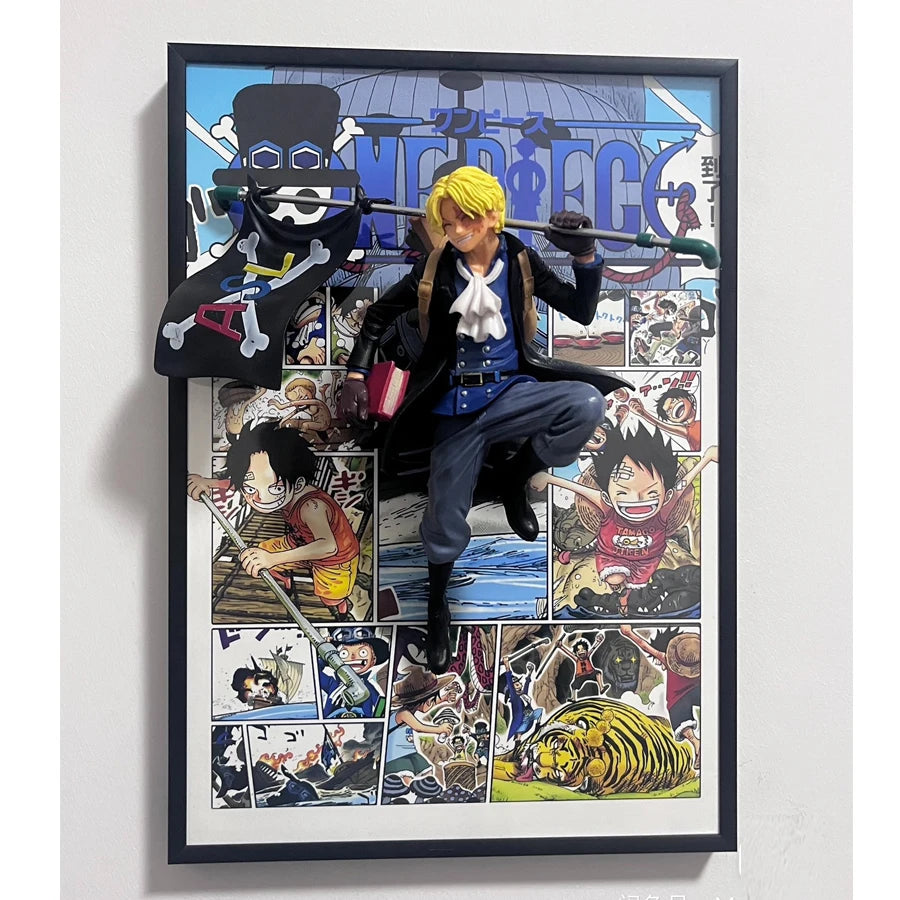 One Piece Luffy, Sabo, Ace Anime Figure Art Poster: Retro Decorative Wall Art