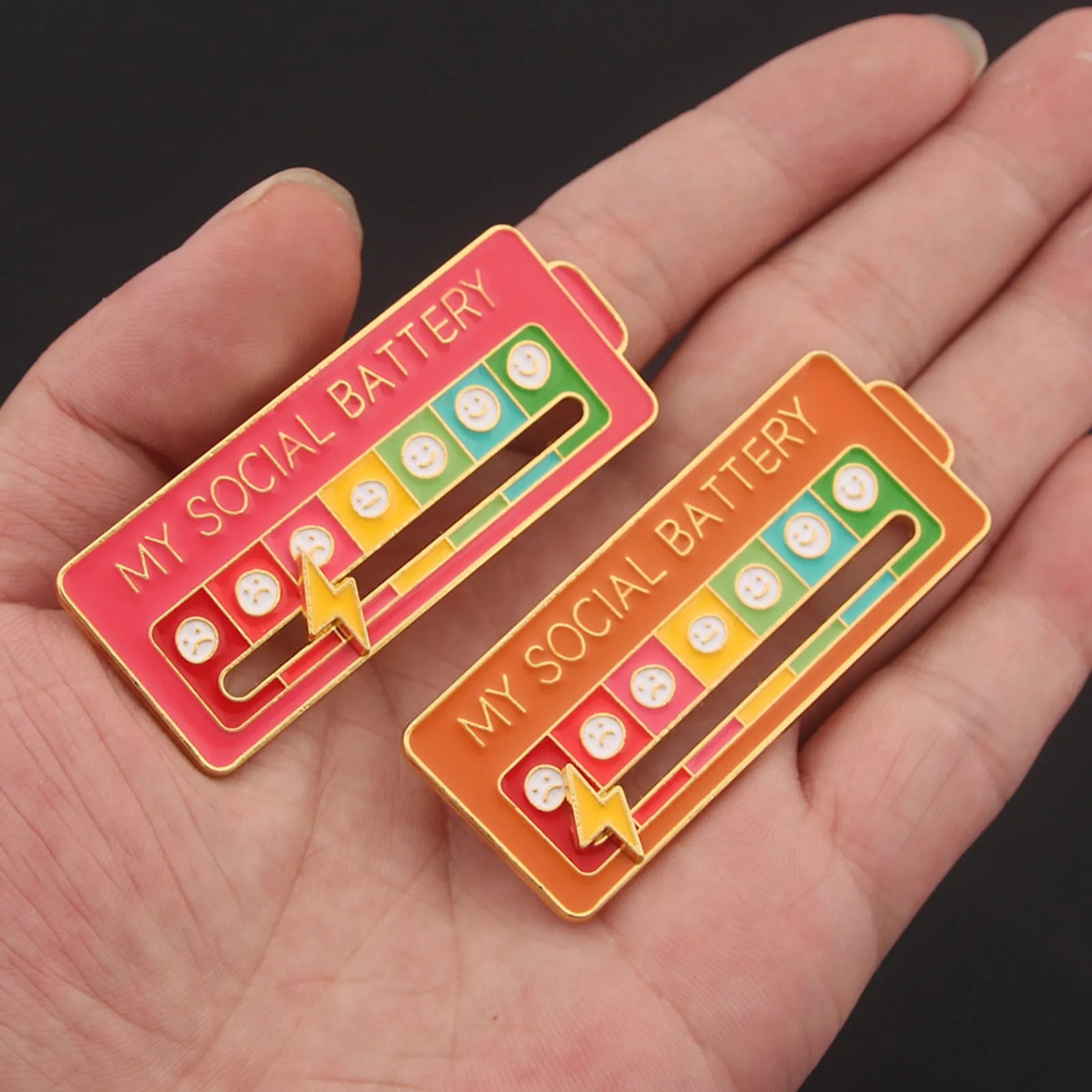 EmotionTrend Pins: Social Battery Mood Tracker Enamel Metal Brooch Badges