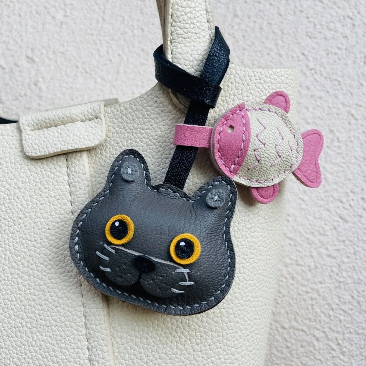 Handmade Leather Hello Kitty Sheep Pendant