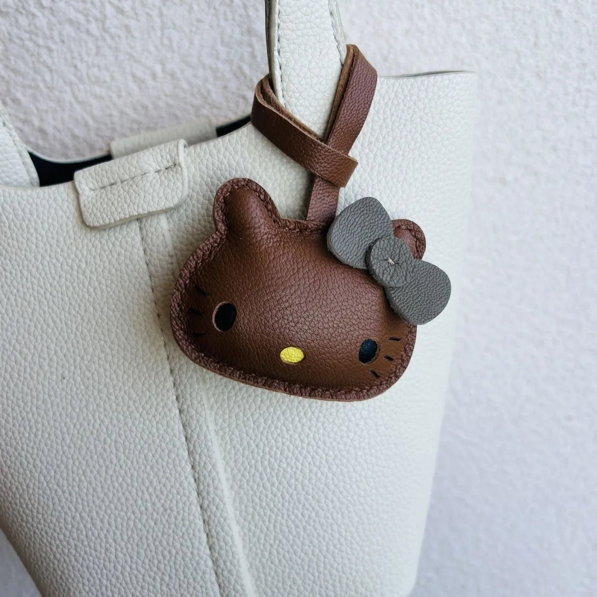 Handmade Leather Hello Kitty Sheep Pendant
