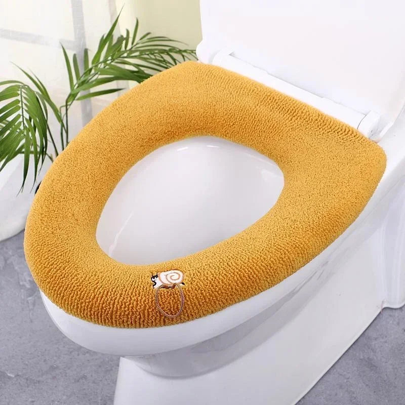 Thicker Bathroom Toilet Seat Cover Pads - Soft Warmer Toilet Seat Cushion Cover Stretchable Washable Cloth