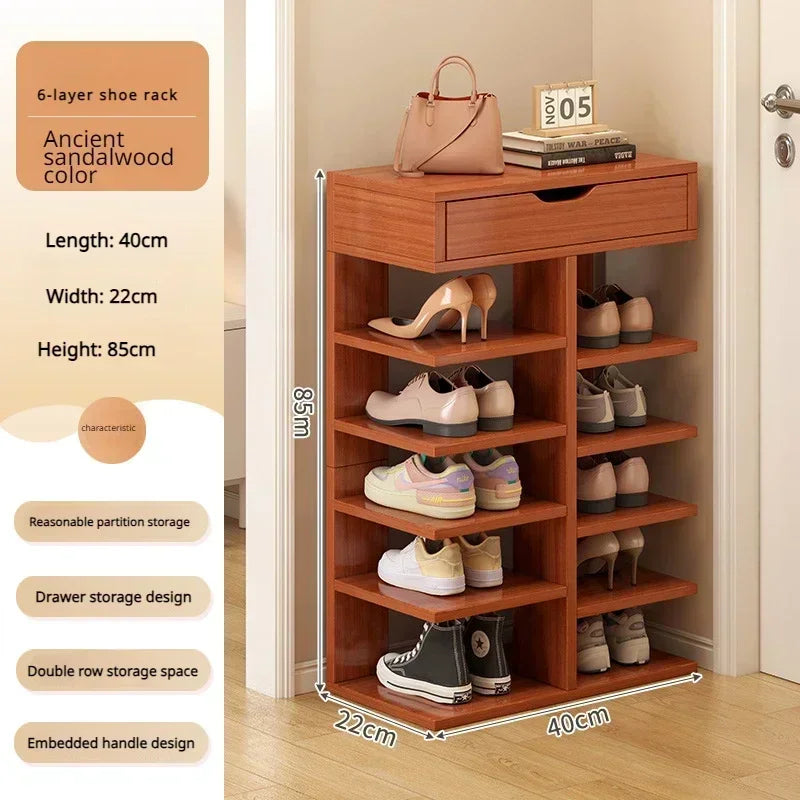 Multilayer Shoe Cabinet with Top Drawer Organizer: Space-Saving Home Furniture