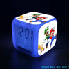 Anime Sonic & Mario Bros Figure Model LED Alarm Clock: 7-Color Touch Light Desk Clock