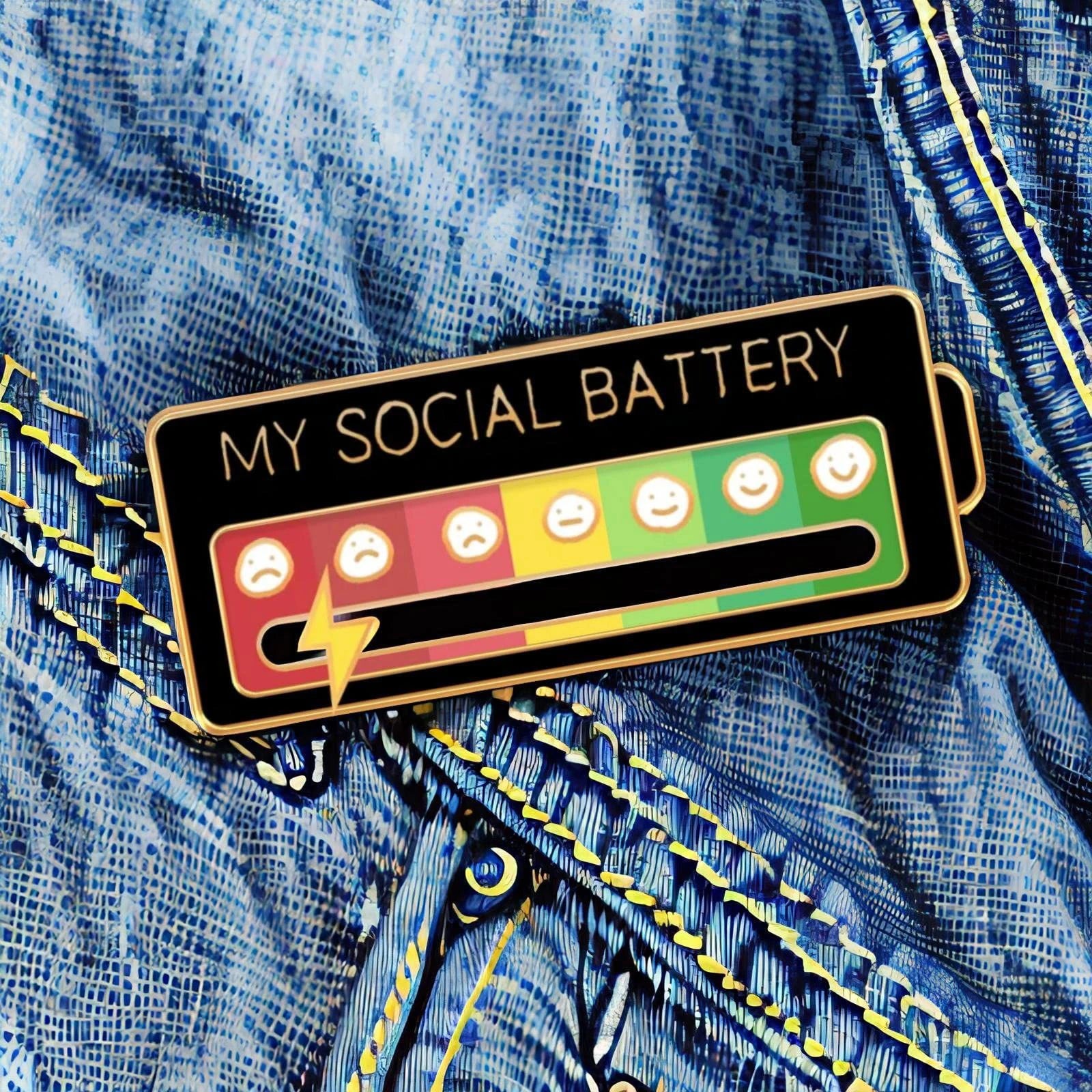 EmotionTrend Pins: Social Battery Mood Tracker Enamel Metal Brooch Badges