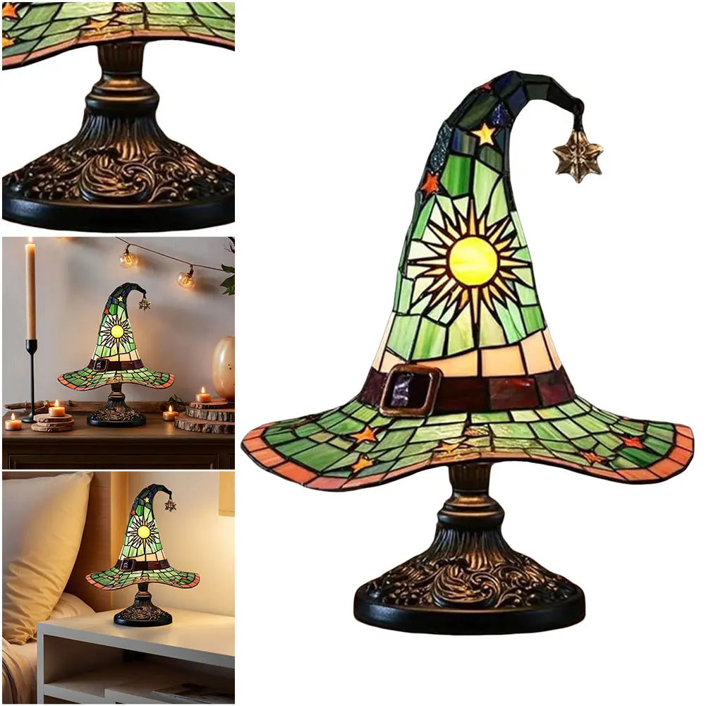 Creative Stained Glass Witch USB Hat Lamp