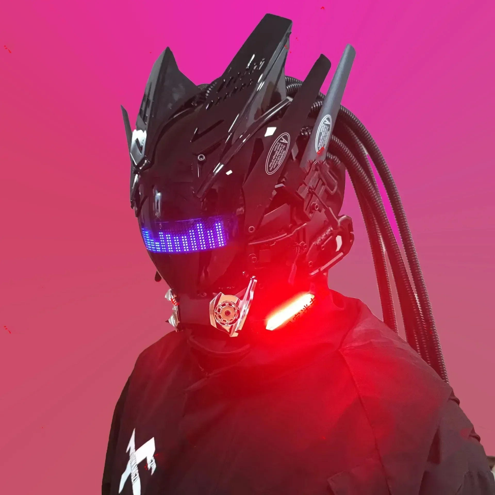 Cyberpunk Helmet Shinobi Mask: Robot Samurai Armor with LED Light