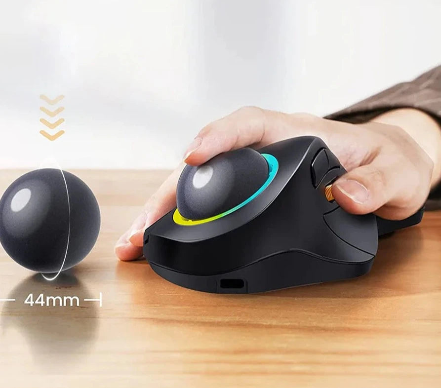 ProtoArc EM03: Wireless Bluetooth Trackball Mouse, Rechargeable Ergonomic RGB Backlit Rollerball Mouse