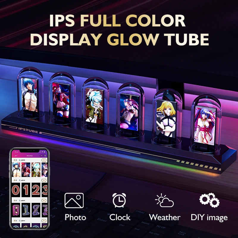 RGB Nixie Tube Clock with IPS Color Screen – DIY Analog Digital Glow Tube Clock