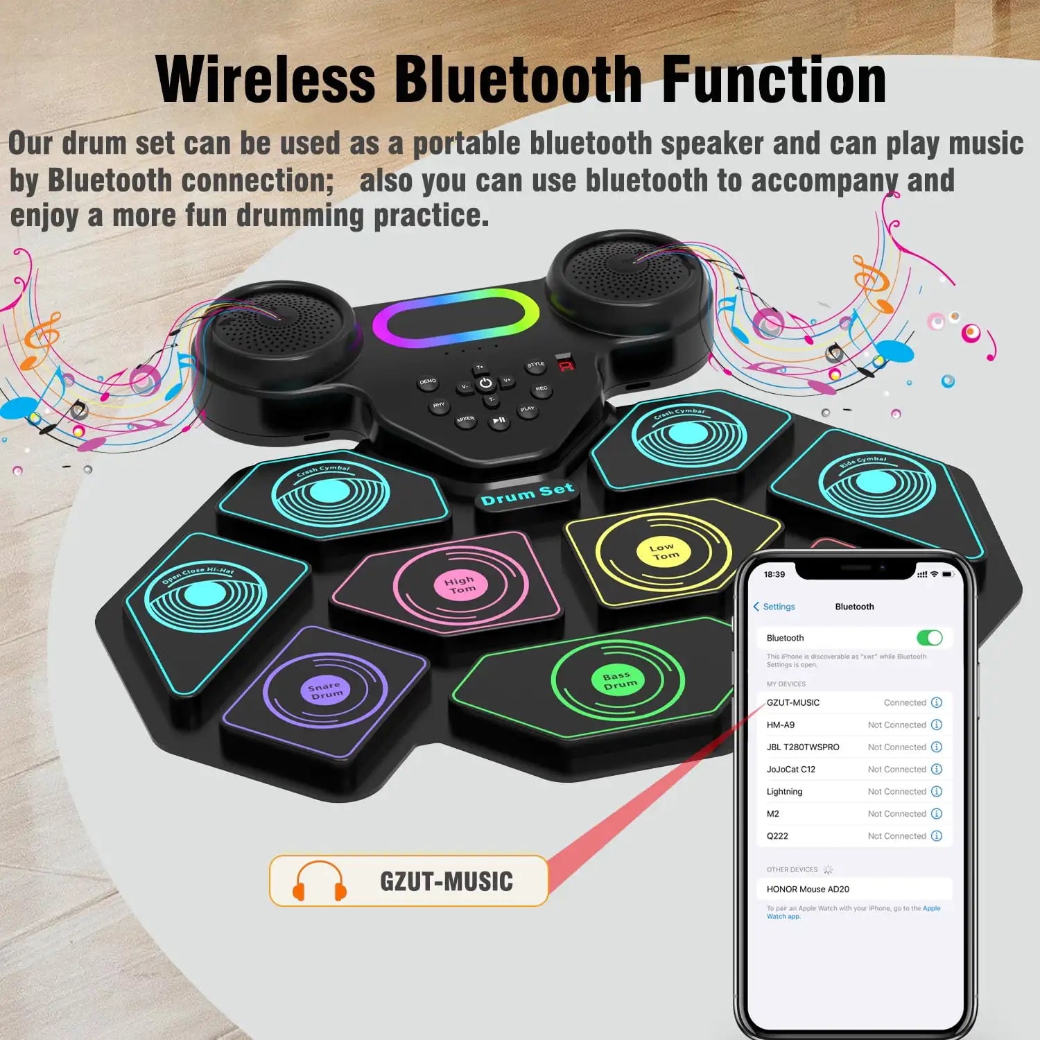 9-Pad Portable Electronic Drum Kit