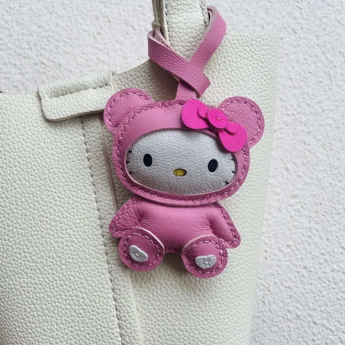 Handmade Leather Hello Kitty Sheep Pendant