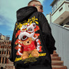 Y2K Lion Dance Fleece Hoodie: Autumn Men's Y2K Hooded Sweatshirt | Lion Dance Bear Graphic | Hip Hop Warm Fleece Hoodie