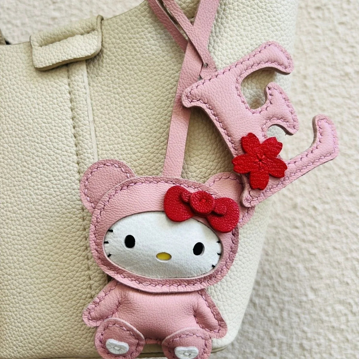 Handmade Leather Hello Kitty Sheep Pendant