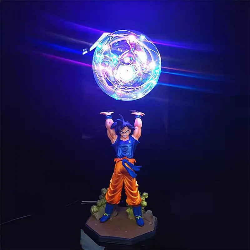 Dragon Ball Z Son Goku Action Figures: DIY Lamp Figure with Strength Bombs LED, Bedroom Decorative Collection Toys