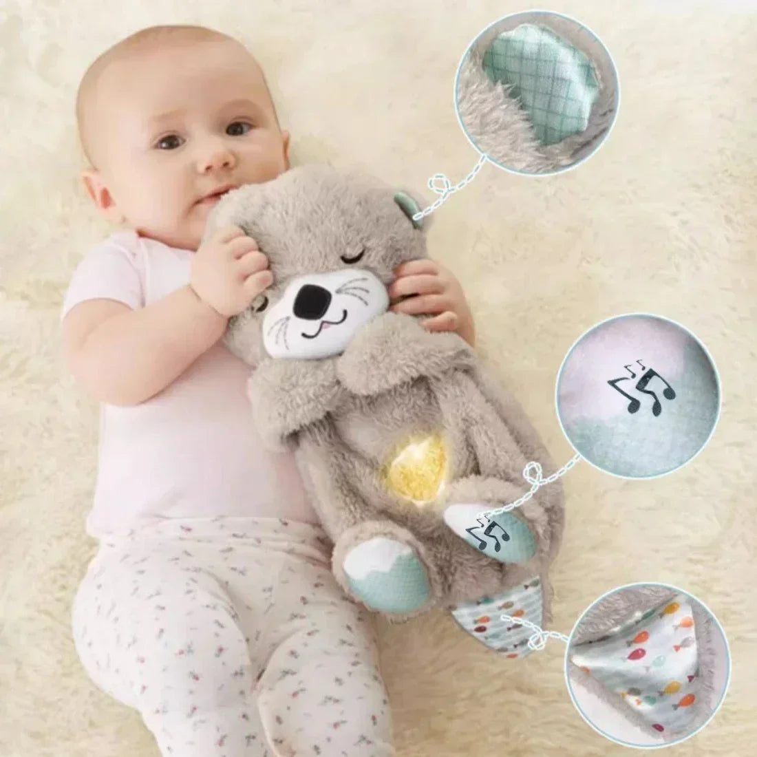 LullaOtter and Stitch: Breathing Musical Stuffed Baby Plush Toy