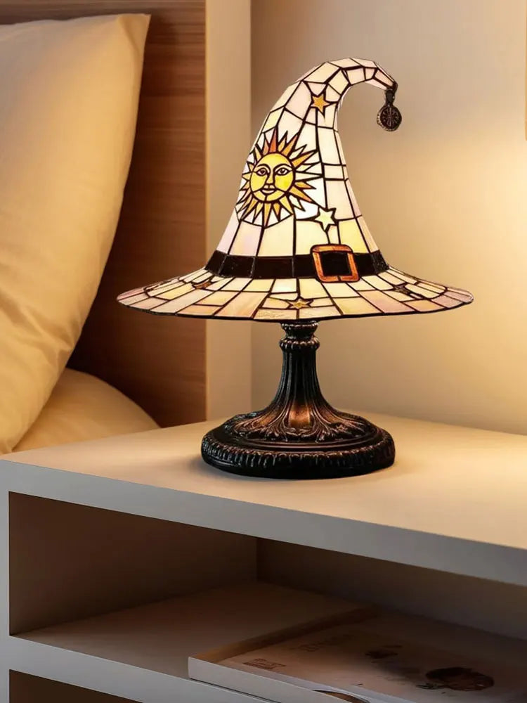 Creative Stained Glass Witch USB Hat Lamp
