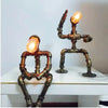 Vintage Steampunk Desk Lamp: Industrial Robot Pipe Light