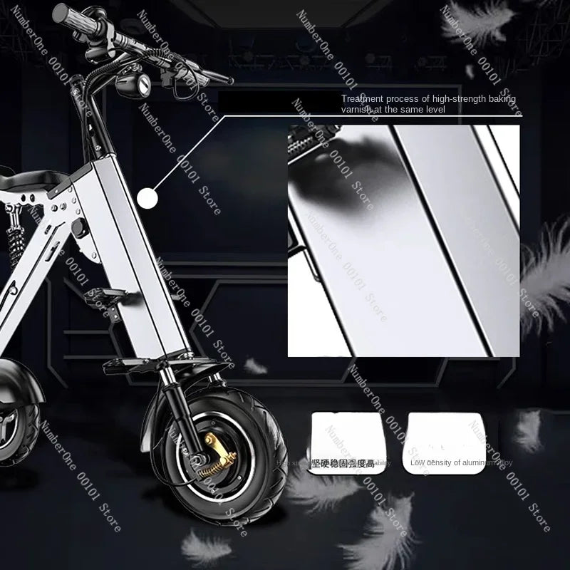 350W Lightweight Folding Electric Scooter – Parent & Child Three-Wheeled Ride