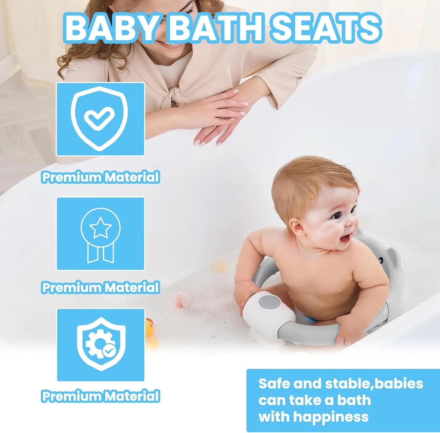 Adorable Bear Bath Seat: Safe, Non-Slip Fun for Babies 6 Months and Up