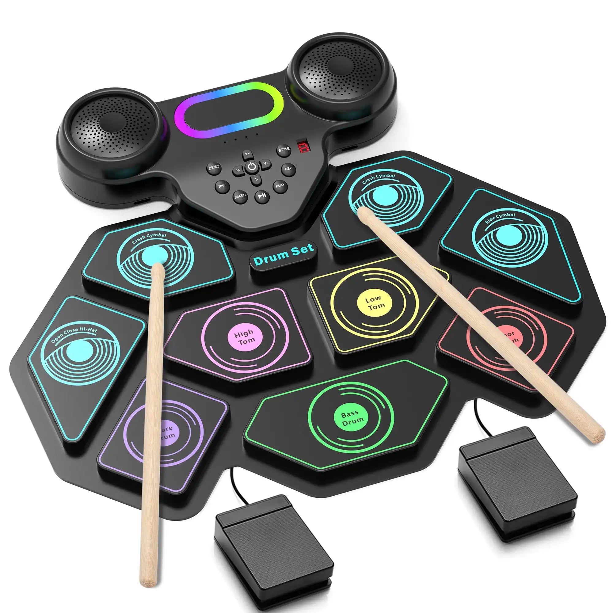 9-Pad Portable Electronic Drum Kit
