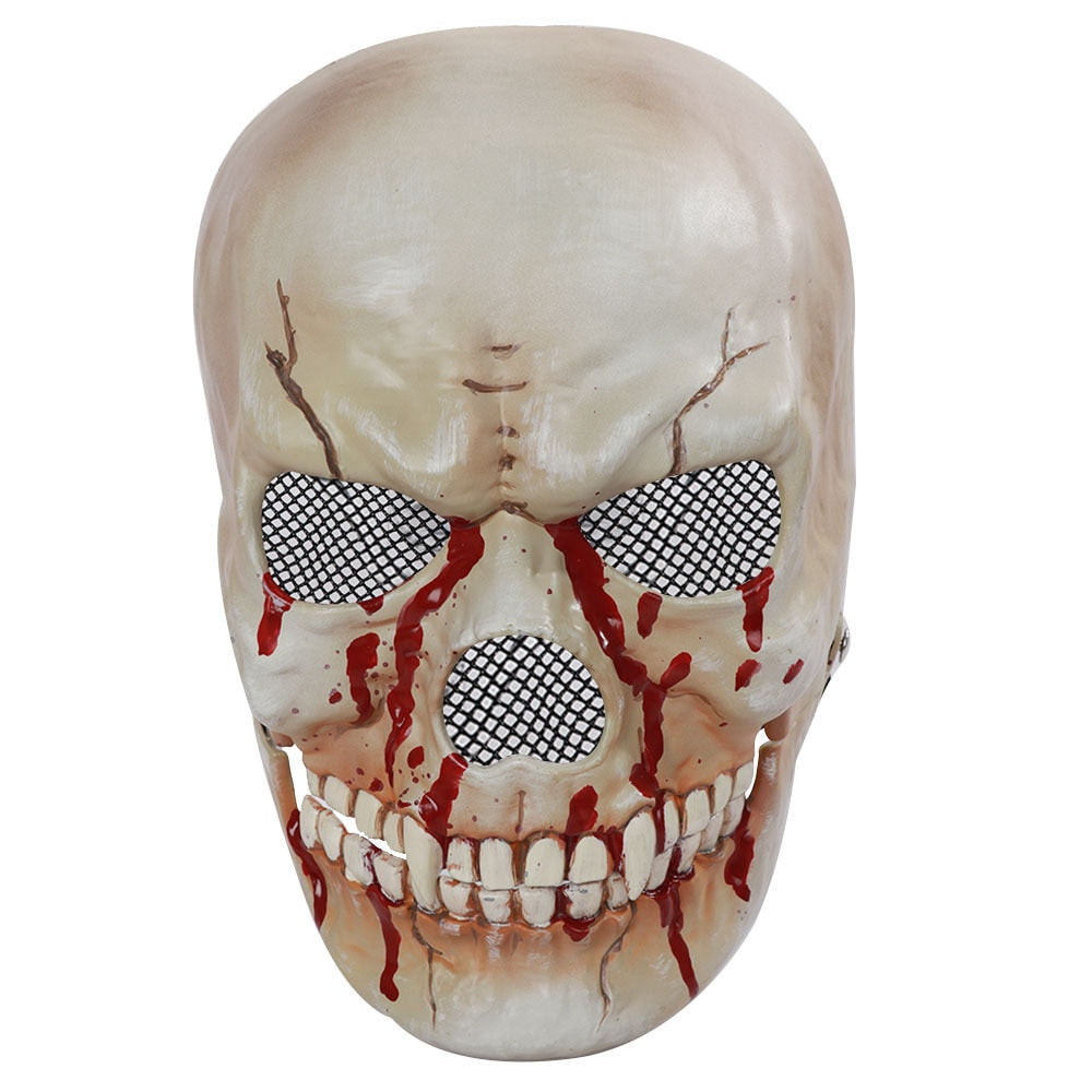 Halloween Movable Jaw Realistic Full Head Skull Mask